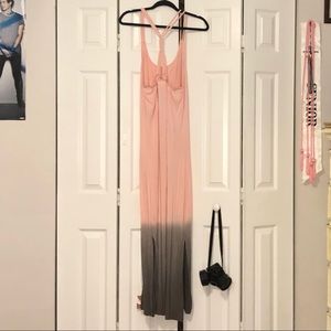 Pink and gray maxi dress